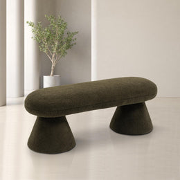 Meridian Drum Green Faux Shearling Teddy Fabric Bench