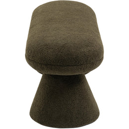 Meridian Drum Green Faux Shearling Teddy Fabric Bench