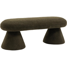 Meridian Drum Green Faux Shearling Teddy Fabric Bench