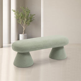 Meridian Drum Mint Faux Shearling Teddy Fabric Bench