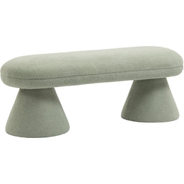 Meridian Drum Mint Faux Shearling Teddy Fabric Bench