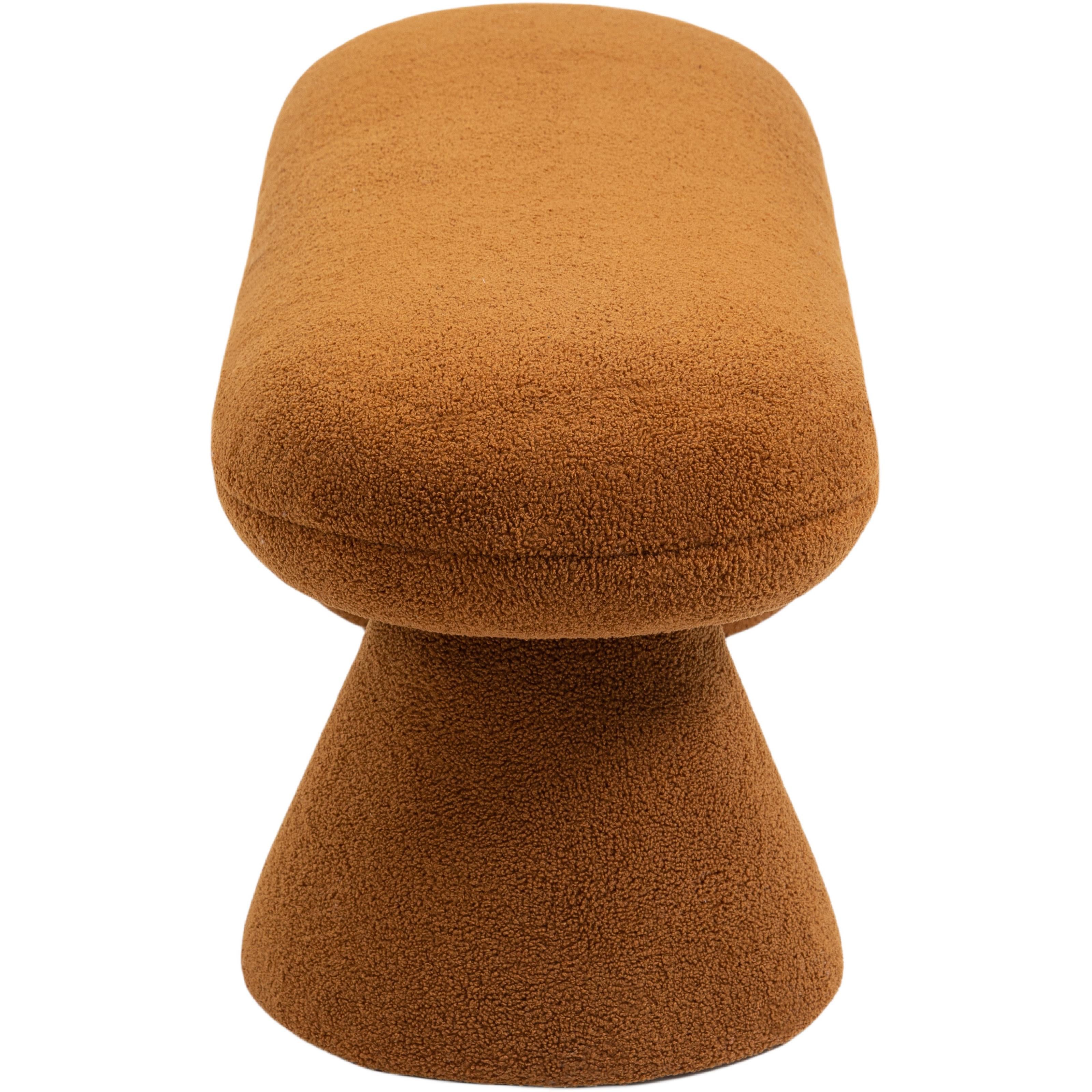 Meridian Drum Saddle Faux Shearling Teddy Fabric Bench