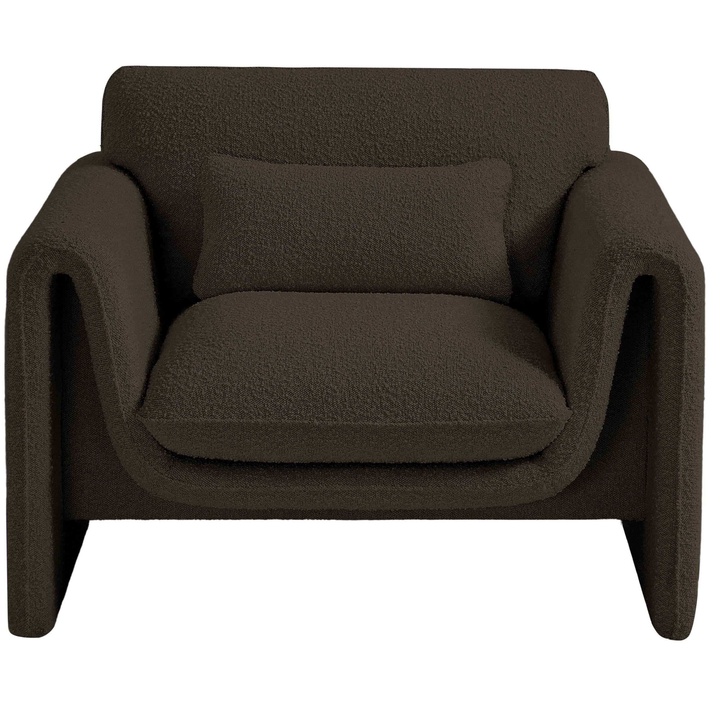 Meridian Stylus Brown Boucle Fabric Chair
