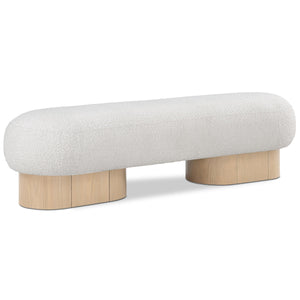 Meridian Robertson Cream Boucle Fabric Bench