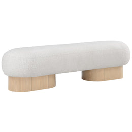 Meridian Robertson Cream Boucle Fabric Bench