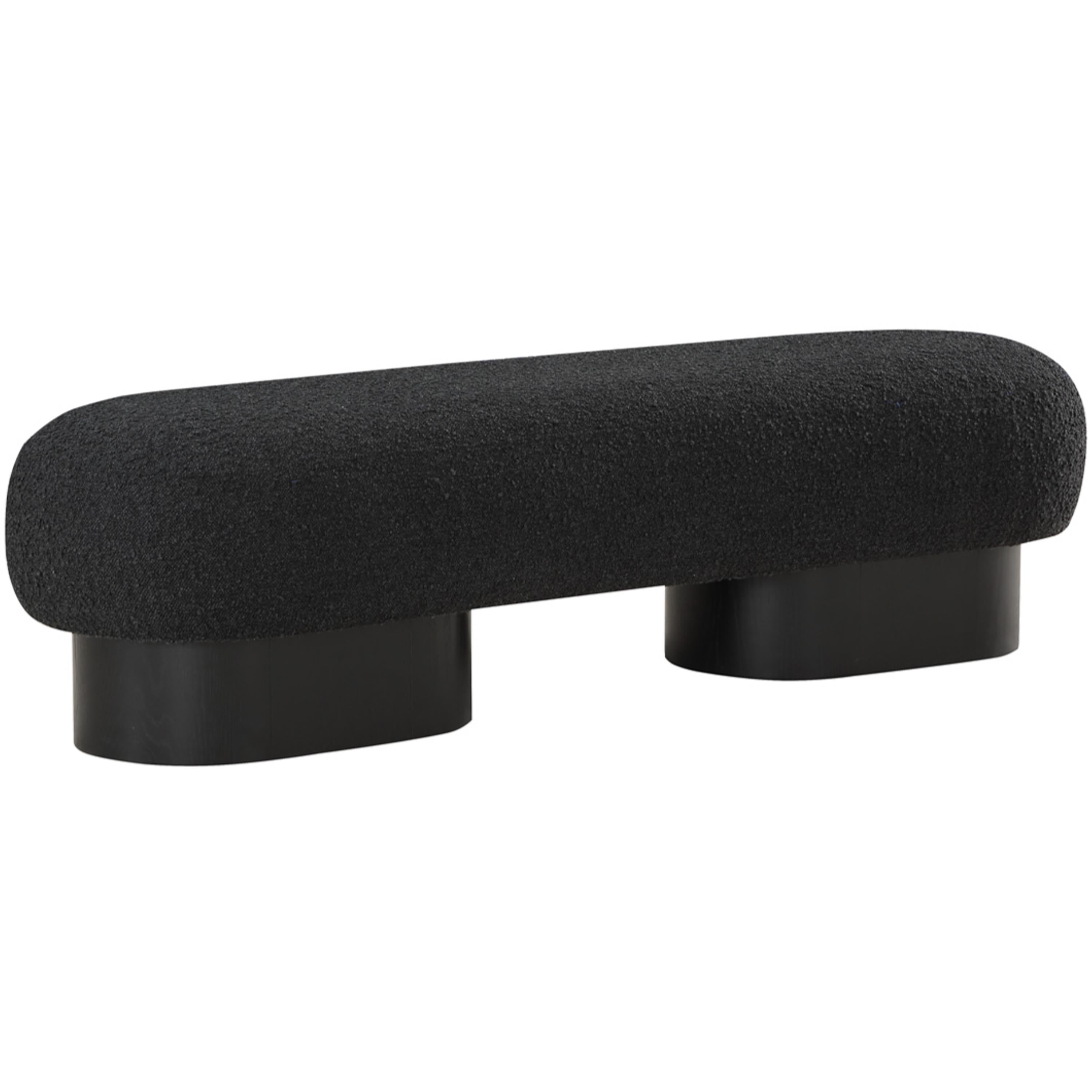 Meridian Robertson Black Boucle Fabric Bench