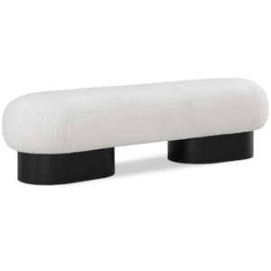 Meridian Robertson Cream Boucle Fabric Bench