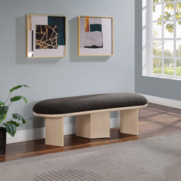Meridian Wilshire Brown Boucle Fabric Bench