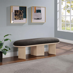 Meridian Wilshire Brown Boucle Fabric Bench