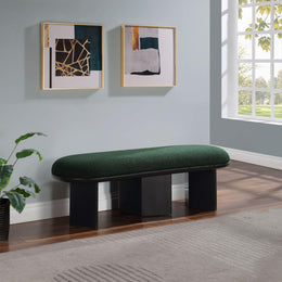 Meridian Wilshire Green Boucle Fabric Bench