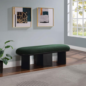 Meridian Wilshire Green Boucle Fabric Bench