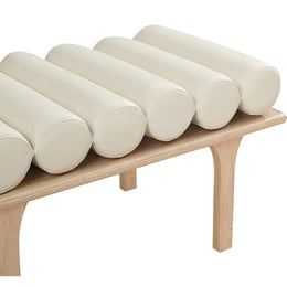 Meridian Landon Cream Vegan Leather Bench