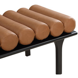 Meridian Landon Cognac Vegan Leather Bench