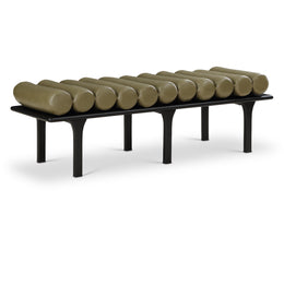 Meridian Landon Olive Green Vegan Leather Bench