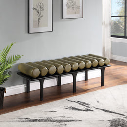 Meridian Landon Olive Green Vegan Leather Bench