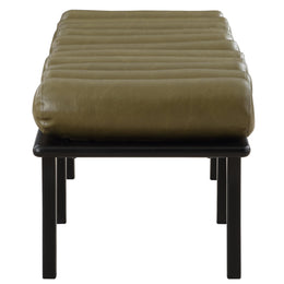 Meridian Landon Olive Green Vegan Leather Bench