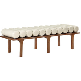 Meridian Landon Cream Vegan Leather Bench