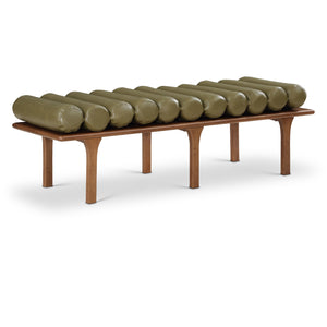 Meridian Landon Olive Green Vegan Leather Bench