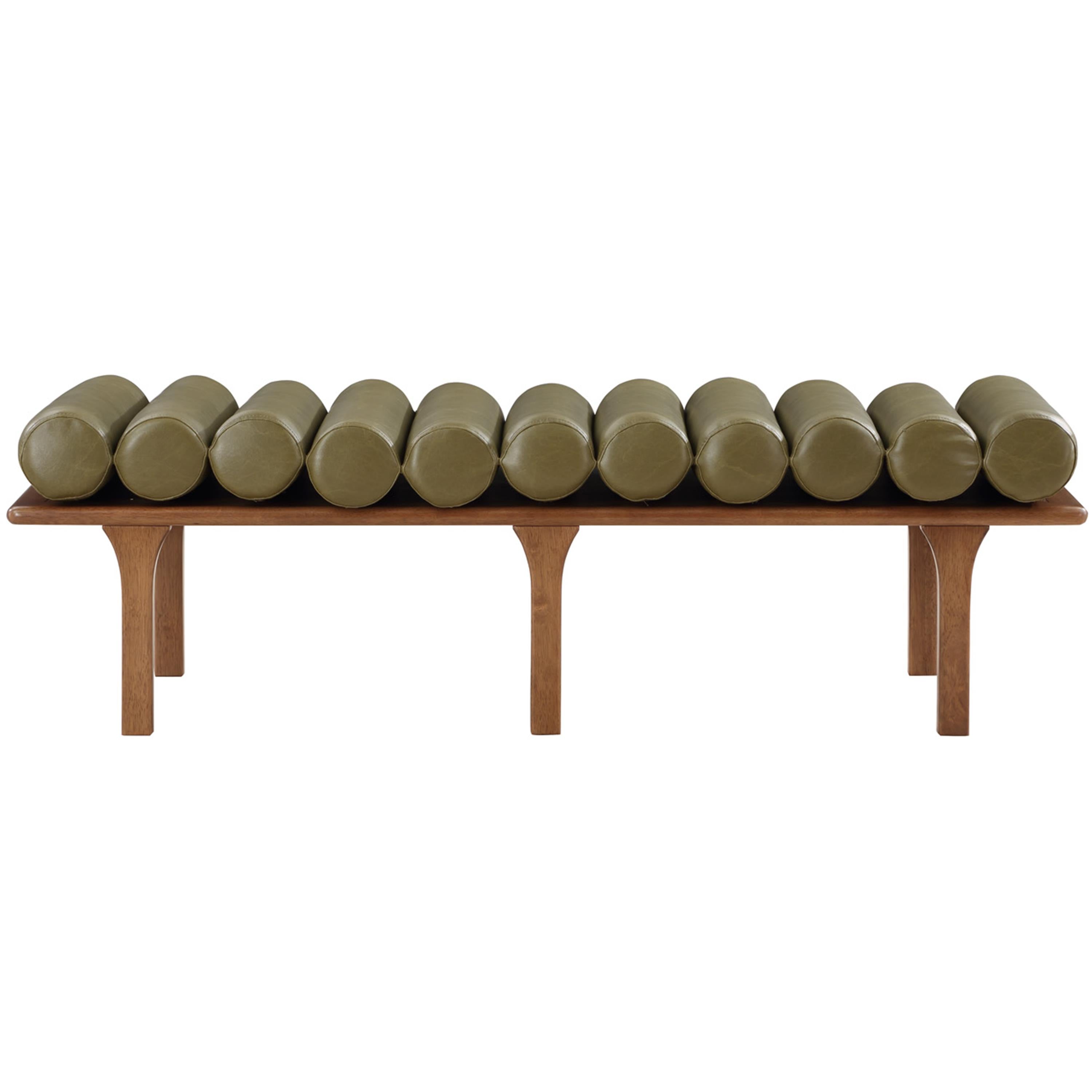 Meridian Landon Olive Green Vegan Leather Bench