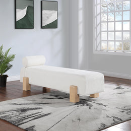 Meridian Edison Cream Chenille Fabric Bench