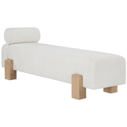 Meridian Edison Cream Chenille Fabric Bench