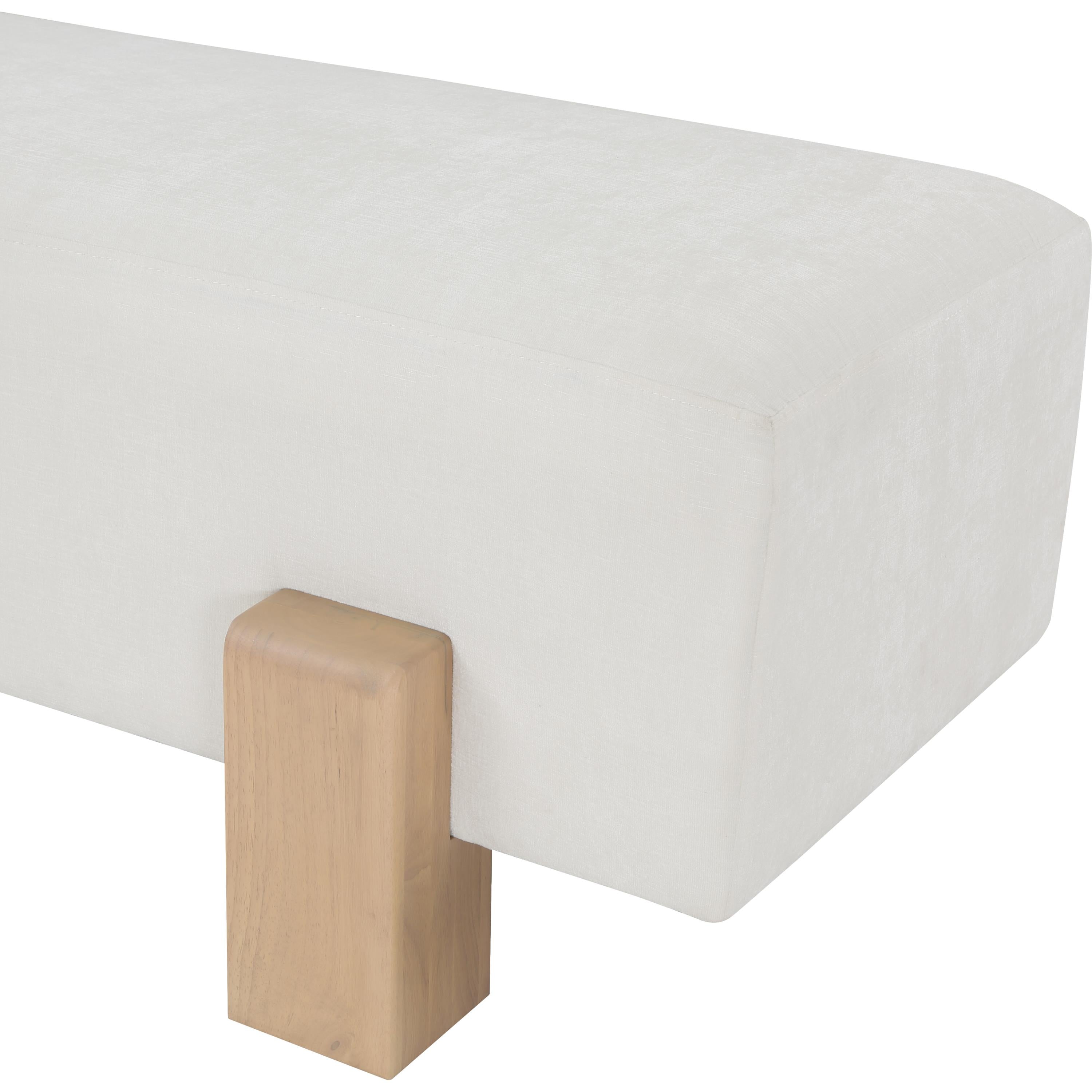 Meridian Edison Cream Chenille Fabric Bench