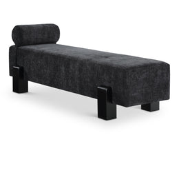 Meridian Edison Black Chenille Fabric Bench