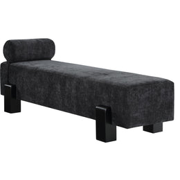 Meridian Edison Black Chenille Fabric Bench