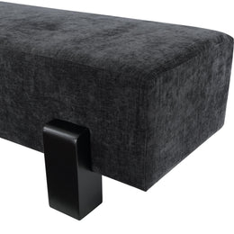 Meridian Edison Black Chenille Fabric Bench