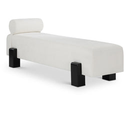 Meridian Edison Cream Chenille Fabric Bench