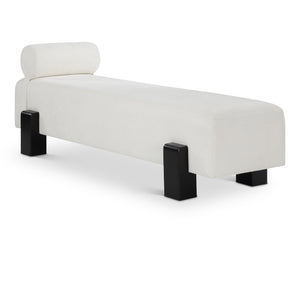 Meridian Edison Cream Chenille Fabric Bench
