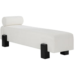 Meridian Edison Cream Chenille Fabric Bench