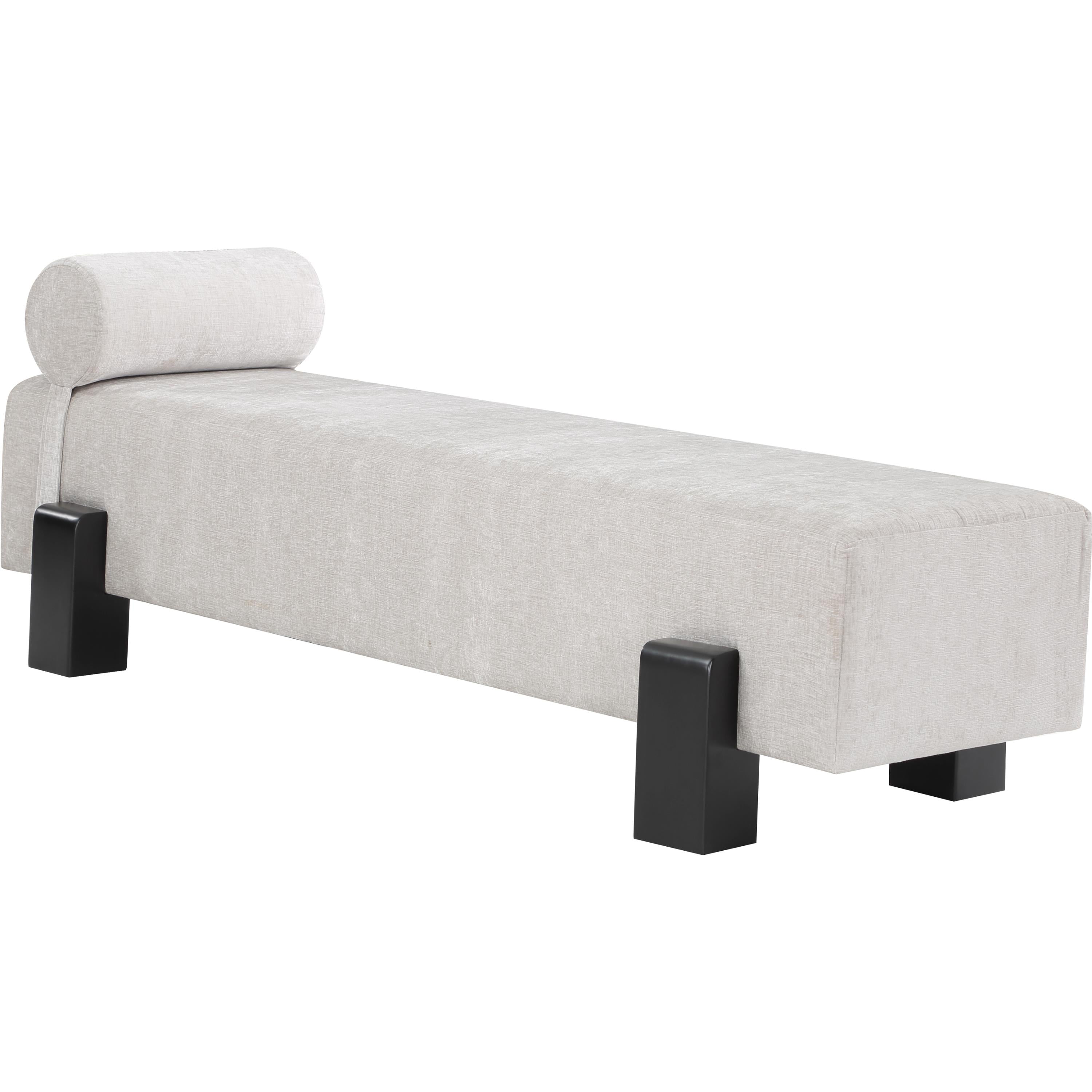Meridian Edison Light Grey Chenille Fabric Bench