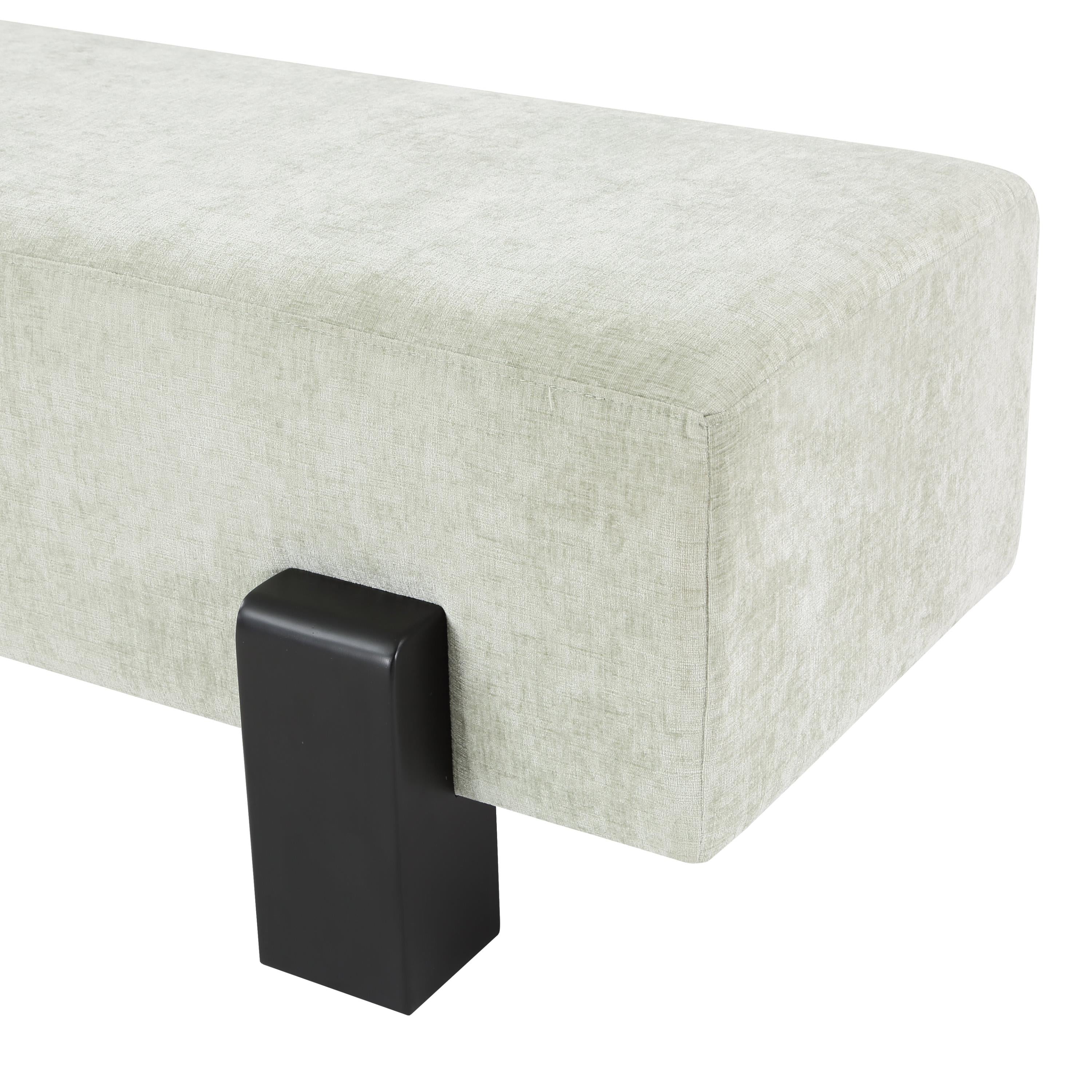 Meridian Edison Mint Green Chenille Fabric Bench