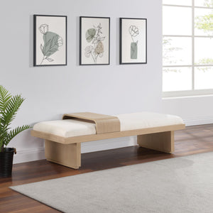 Meridian Arlington Cream Chenille Fabric Bench