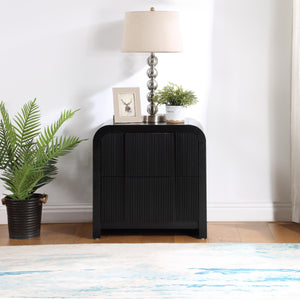 Meridian Fluted Black Night Stand