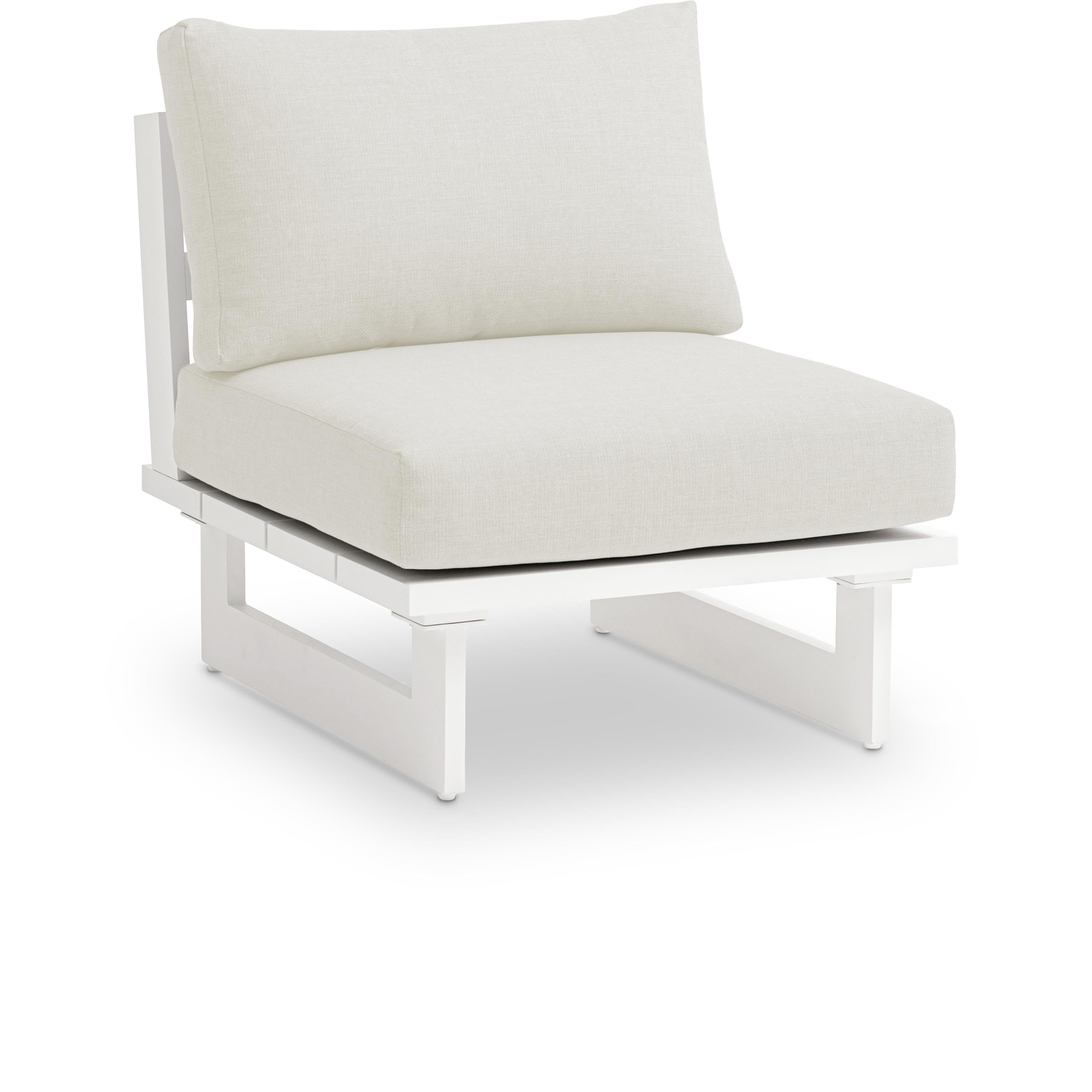 Meridian Maldives Cream Water Resistant Fabric Outdoor Patio Armless Chair