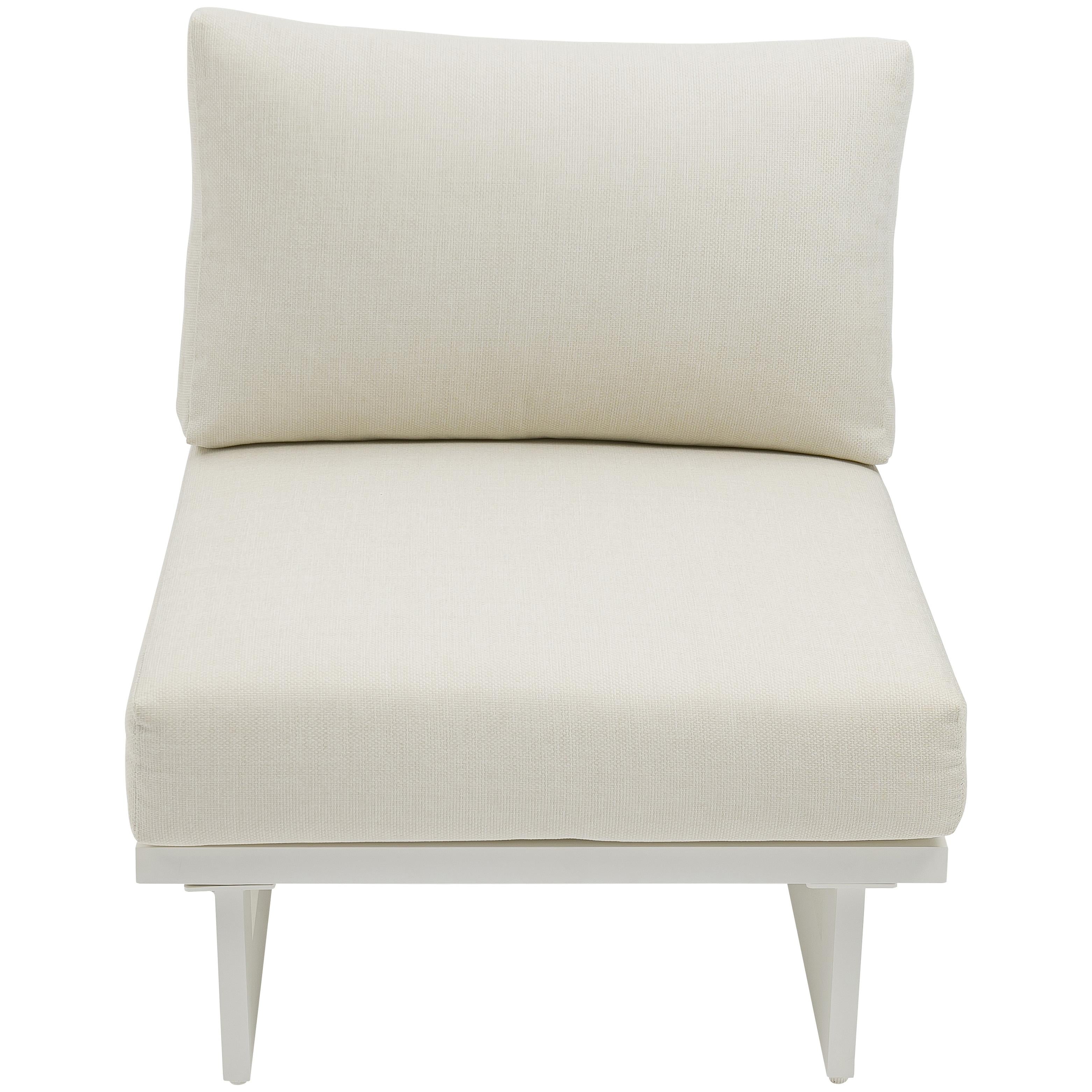 Meridian Maldives Cream Water Resistant Fabric Outdoor Patio Armless Chair
