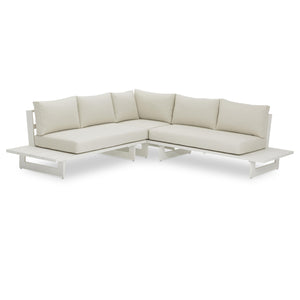 Meridian Maldives Cream Water Resistant Fabric Outdoor Patio Sectional (3 Boxes)