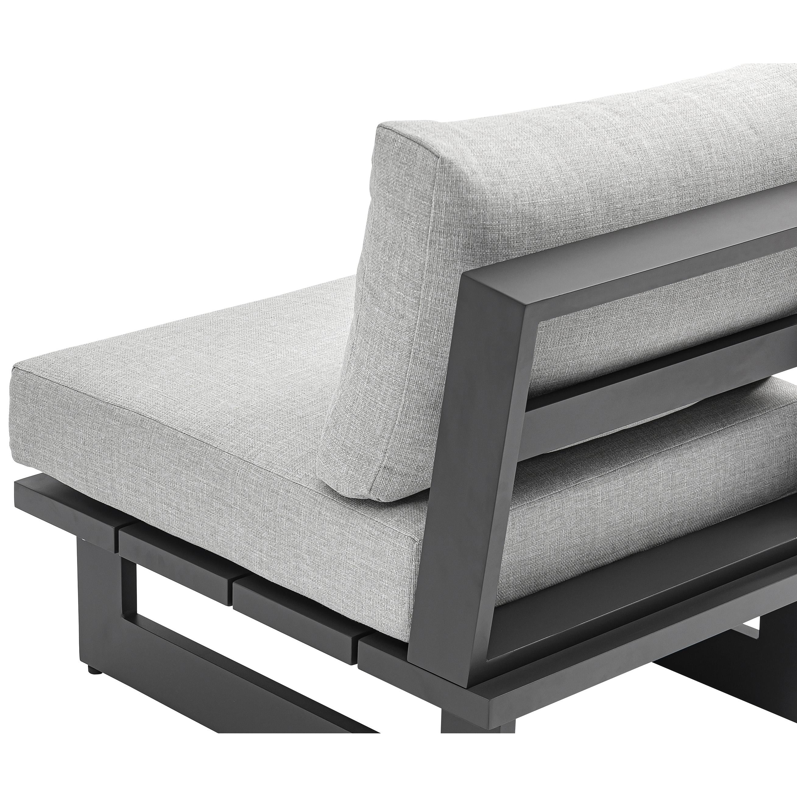 Meridian Maldives Grey Water Resistant Fabric Outdoor Patio Armless Chair