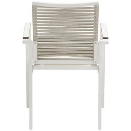 Meridian Maldives Beige Rope Fabric Outdoor Patio Dining Arm Chair