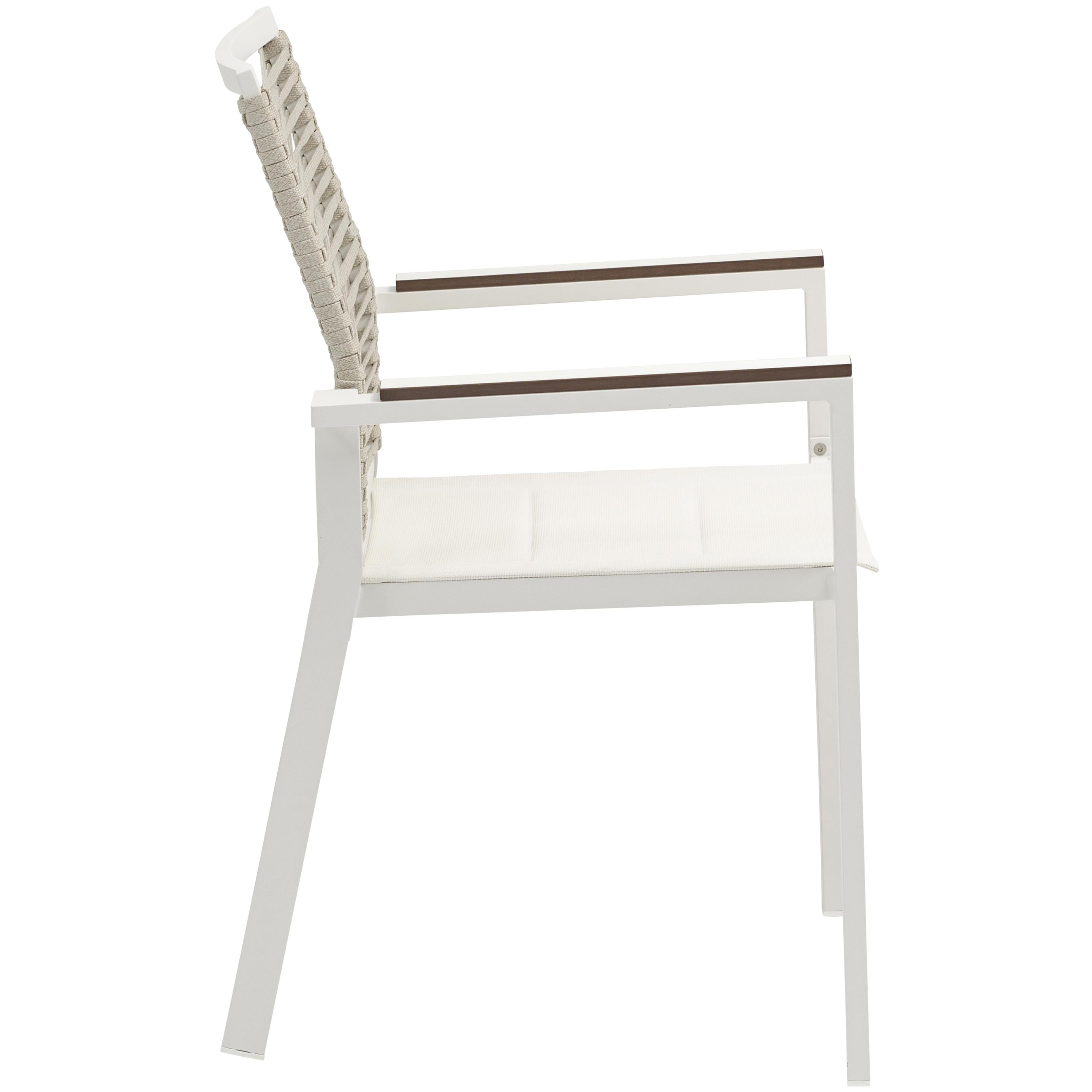 Meridian Maldives Beige Rope Fabric Outdoor Patio Dining Arm Chair