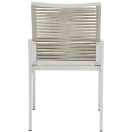 Meridian Maldives Beige Rope Fabric Outdoor Patio Dining Side Chair