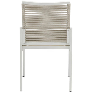 Meridian Maldives Beige Rope Fabric Outdoor Patio Dining Side Chair