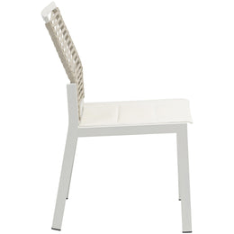 Meridian Maldives Beige Rope Fabric Outdoor Patio Dining Side Chair