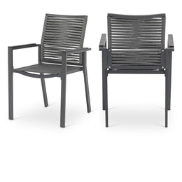 Meridian Maldives Grey Rope Fabric Outdoor Patio Dining Arm Chair