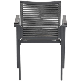 Meridian Maldives Grey Rope Fabric Outdoor Patio Dining Arm Chair