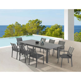 Meridian Maldives Grey Rope Fabric Outdoor Patio Dining Arm Chair
