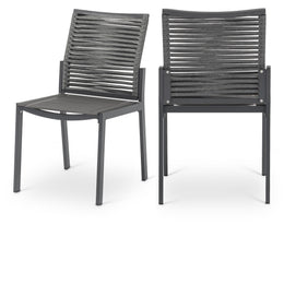 Meridian Maldives Grey Rope Fabric Outdoor Patio Dining Side Chair