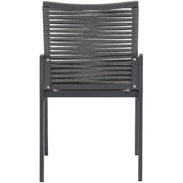 Meridian Maldives Grey Rope Fabric Outdoor Patio Dining Side Chair
